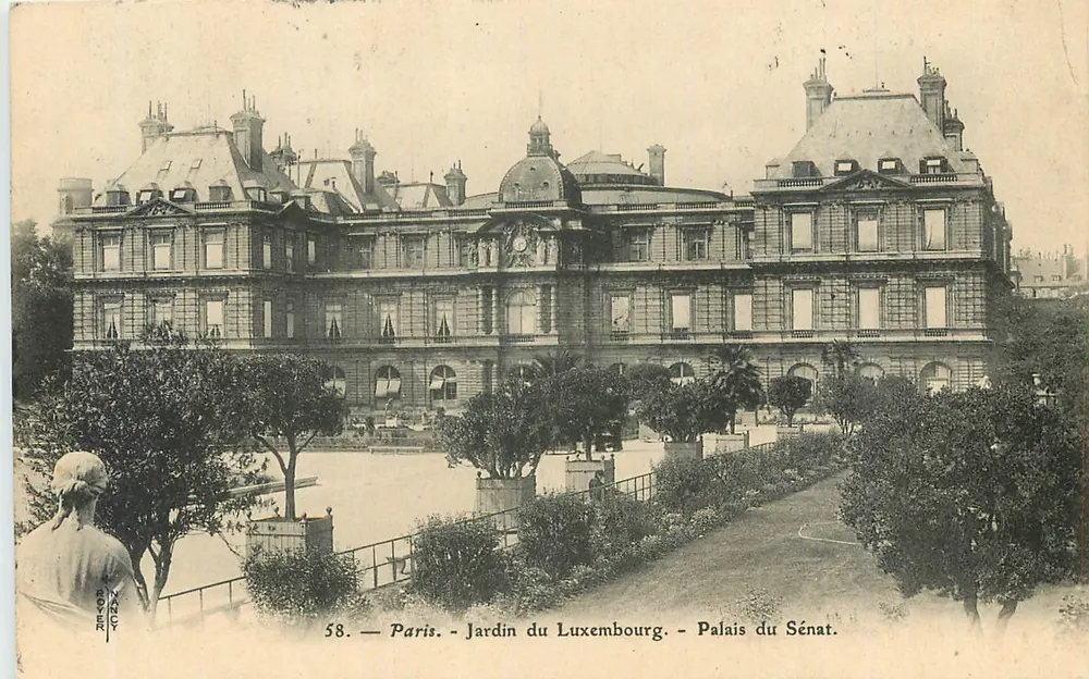 Paris - Jardin du Luxembourg - Palais du Sénat — Éditeur G. B. C. n° 58 - Recto