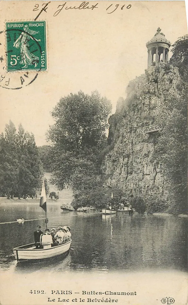Paris — Buttes-Chaumont — Le Lac et le Belvédère — Éditeur E.P.D. n°4192 - Recto