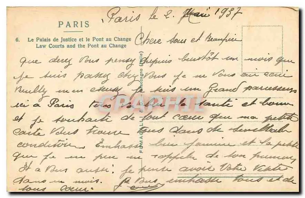 Das Palais de Justice und der Pont au Change — Paris — n°6 - Rückseite