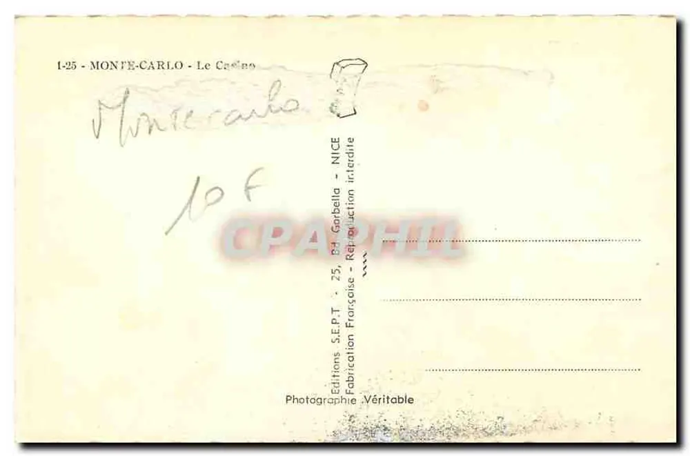 Monte-Carlo — Het Casino — Edities S.E.P.T. - Achterkant