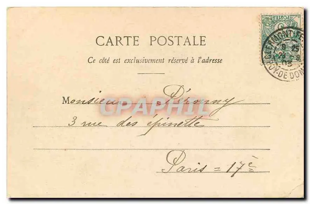 Le Col de Ceyssat - Vue prise à vol d'oiseau — Lib. Bougé-Béat, 21, rue de l'Ecu, Clermont-Ferrand - Verso