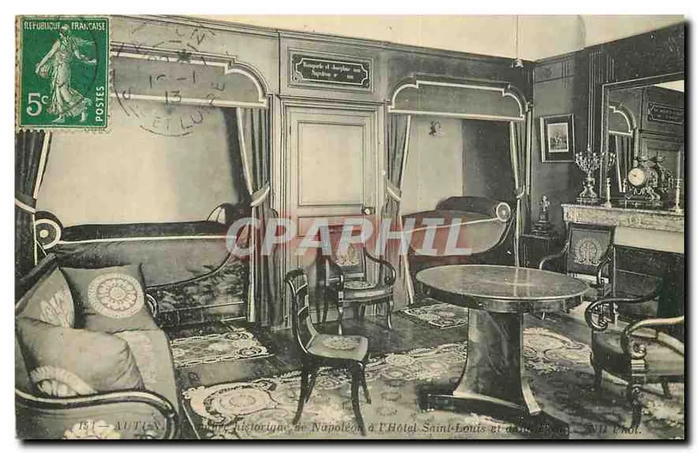Historisches Interieur von Napoleon im Hôtel Saint-Louis — Verlag A. M. L. — n° 154 - Vorderseite