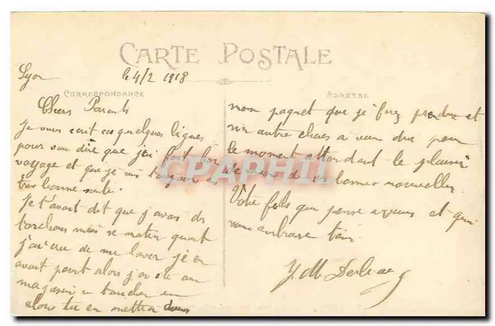 LYON – Vue Panoramique, prise de Fourvière — Carrier, édit, modèle déposé, n°32 - Verso