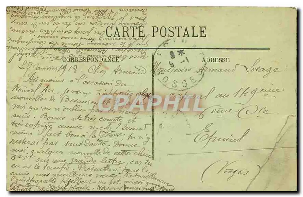 Besançon — Estátua de Jouffroy — Editor: M. M. (N° 37) - Verso