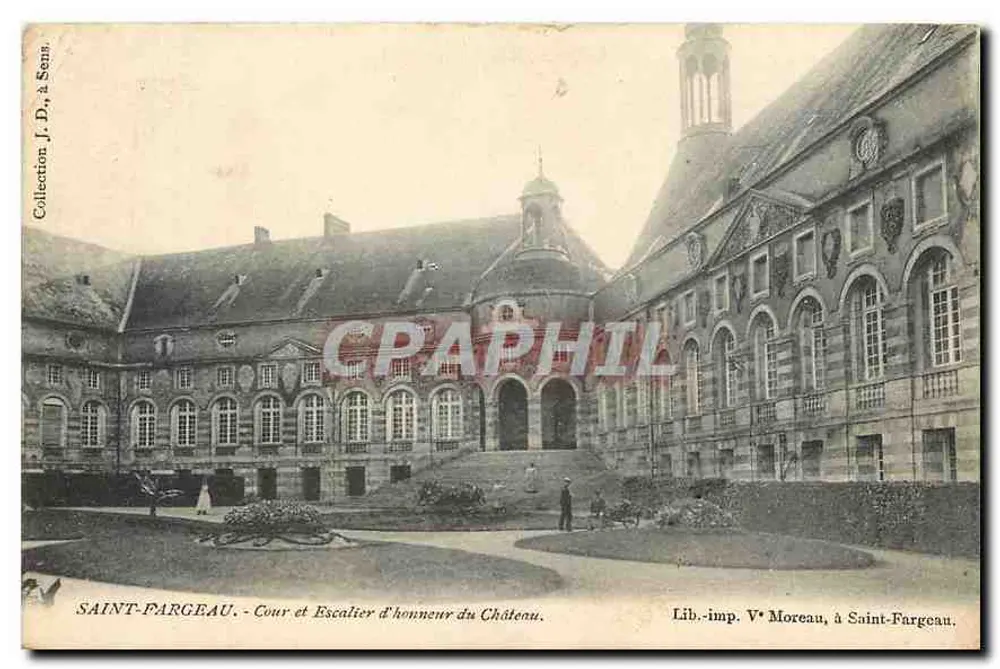 Saint-Fargeau - Hof und Ehrenstiege des Schlosses — Lib.-imp. V. Moreau, in Saint-Fargeau - Vorderseite