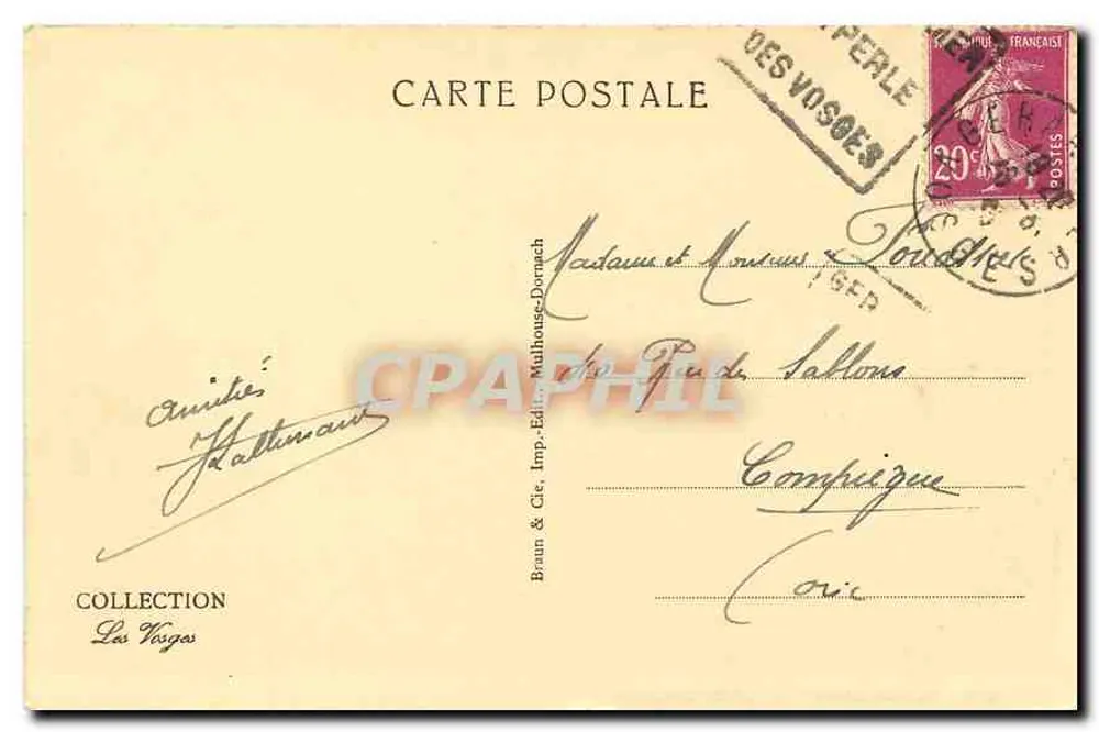 Gérardmer — Crepúsculo — Braun & Cie, Imp. Editora, Mulhouse-Dornach - Verso