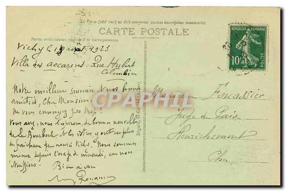 Vichy - Perspectiva do Casino — editor anônimo, n° 312 - Verso