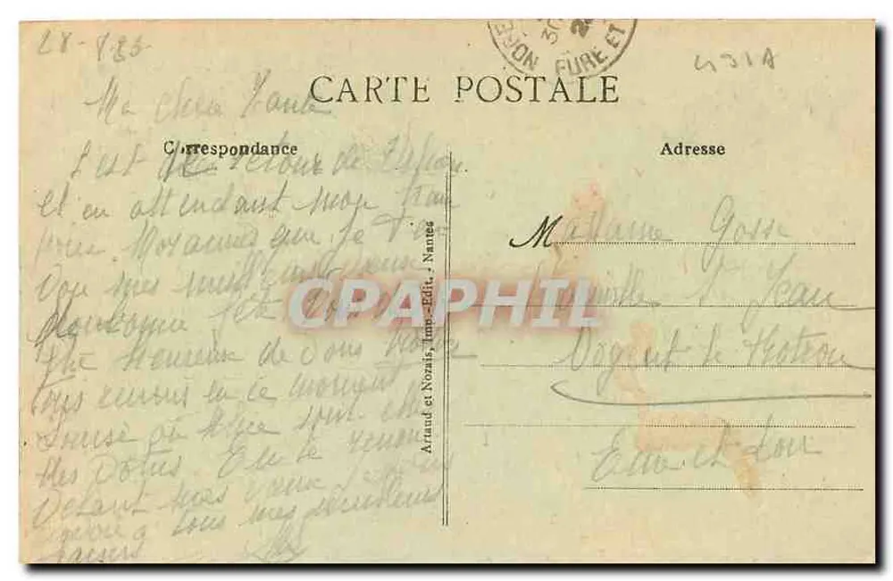 Angers - Castelo do Castelo — editor Armand et Nozais, n°79 - Verso