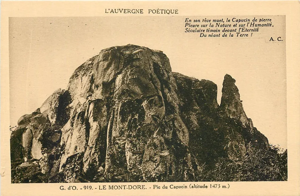 Le Mont-Dore - Pic du Capucin (Höhe 1473 m) — L'Auvergne Poétique, Serie G.d'O. - 919 - Vorderseite