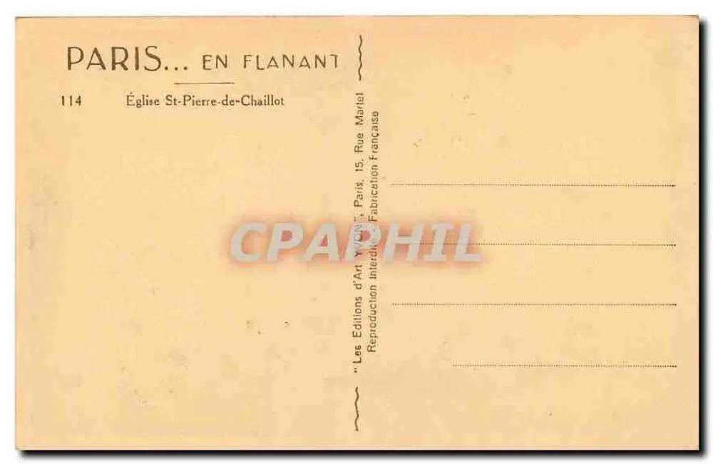 Église Saint-Pierre-de-Chaillot — Paris — Éditions d'Art Yvon - Verso