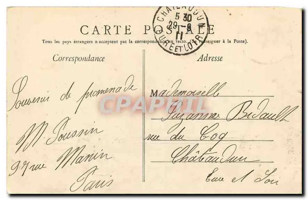 Buttes-Chaumont — Rochers et Pont suspendu — Edition E. L., Paris - Verso