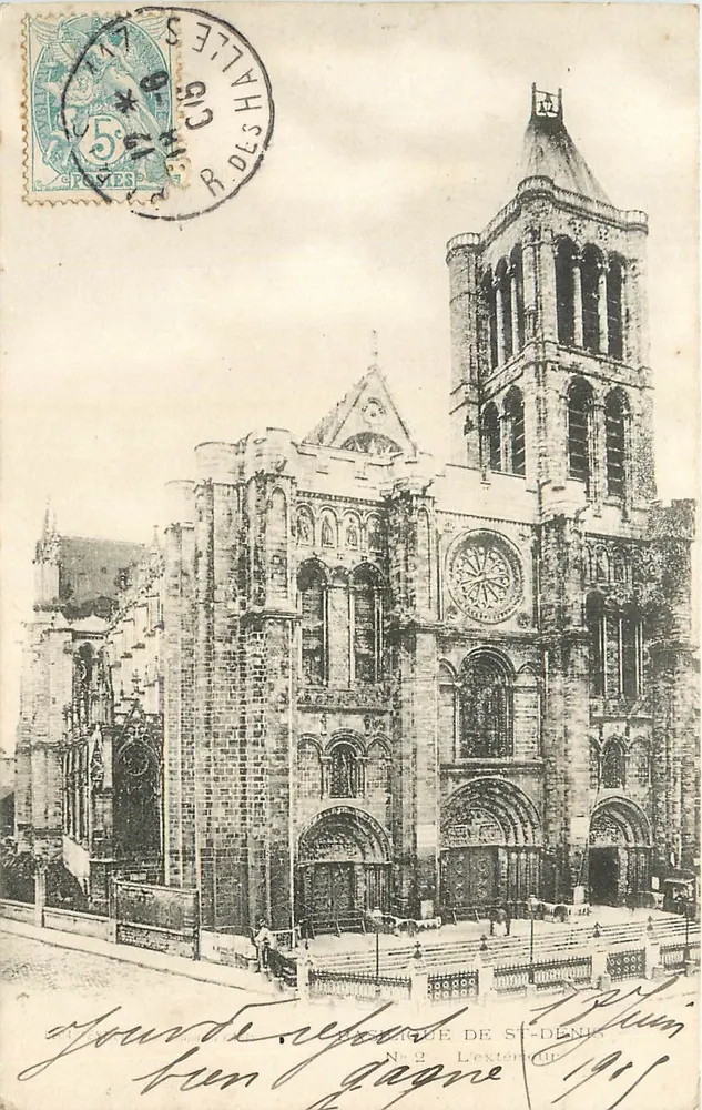 BASILICA DE SÃO DÊNIS — vista da fachada e da torre sineira — Union Postale Universelle N°2 - Frente