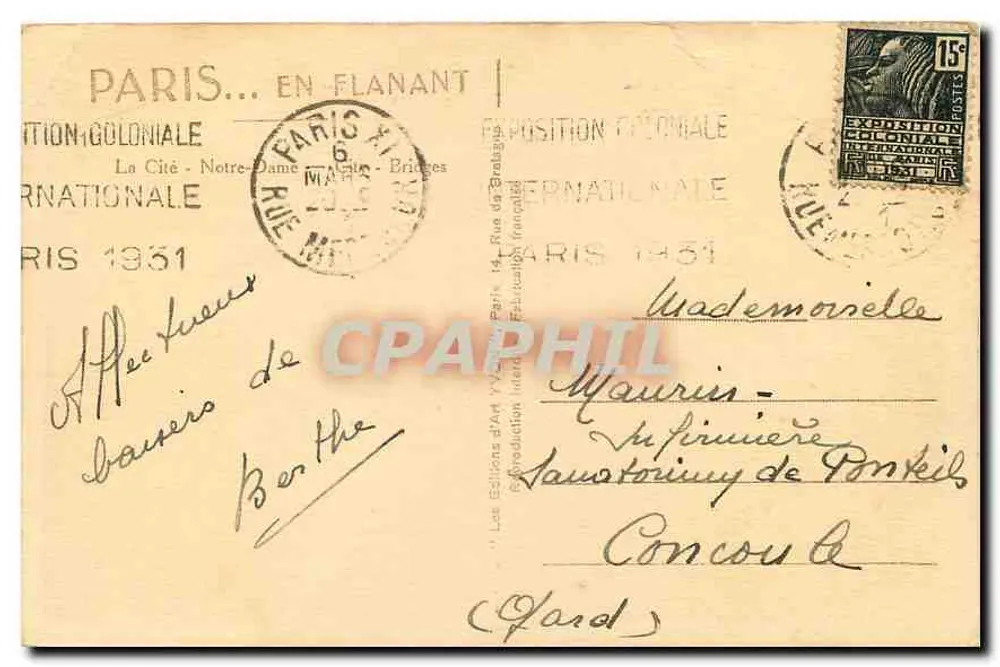 Paris — Visão da Seine com a Notre-Dame e os pontes — Les Éditions d'Art Yves Bridges, n° YV09 - Verso