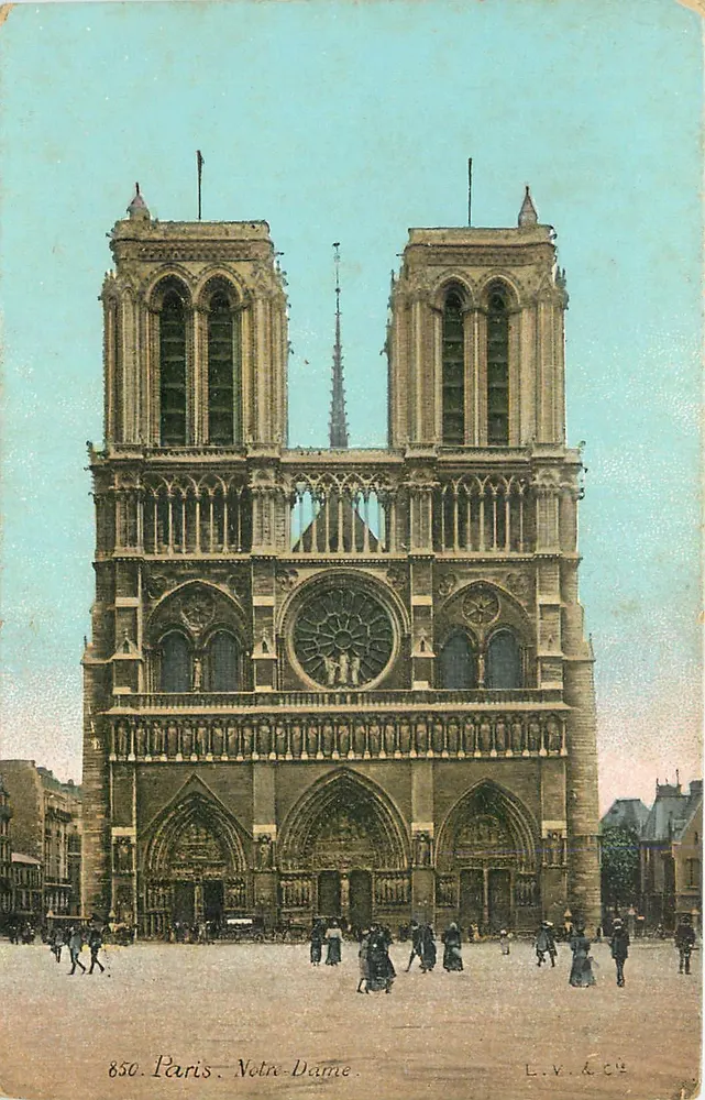 Paris. Notre-Dame — vista da fachada — E.V. & Cie, n°850 - Frente