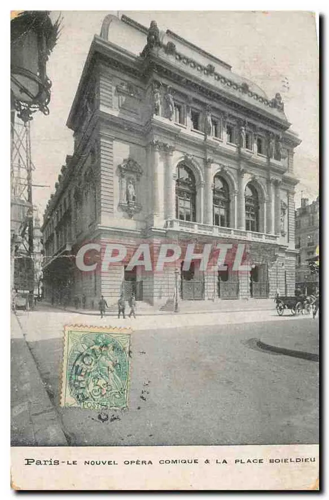 Paris - O Novo Ópera Comique & a Praça Boieldieu — editor não visível - Frente