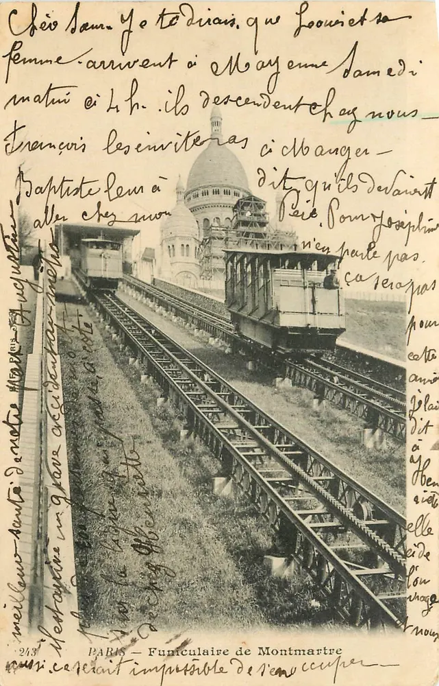 Paris — Funicular de Montmartre — editor Paris, n° 243 - Frente