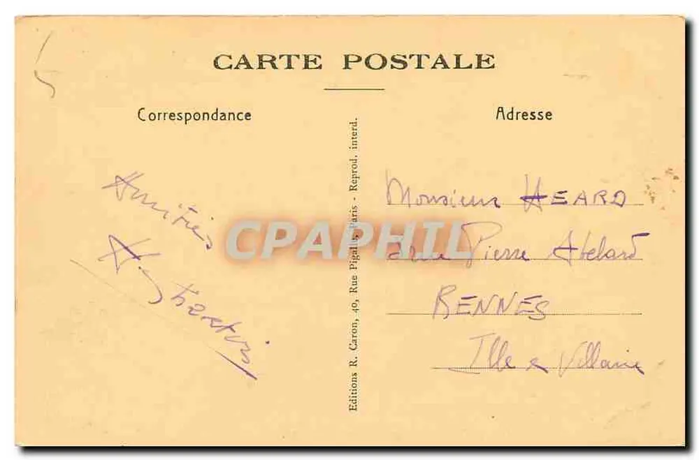 PARIS — O Trocadéro — Editor R. Carton, n° 40 Rue Pigalle - Verso