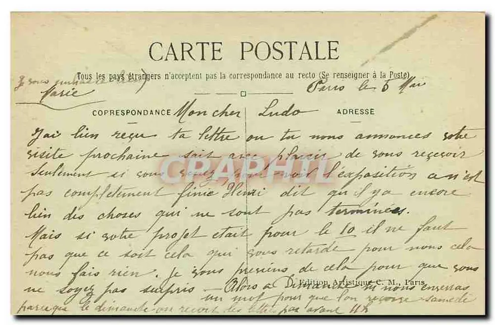 PARIS — Panorama da Seine em direção à Cidade — C.M. n°147 - Verso