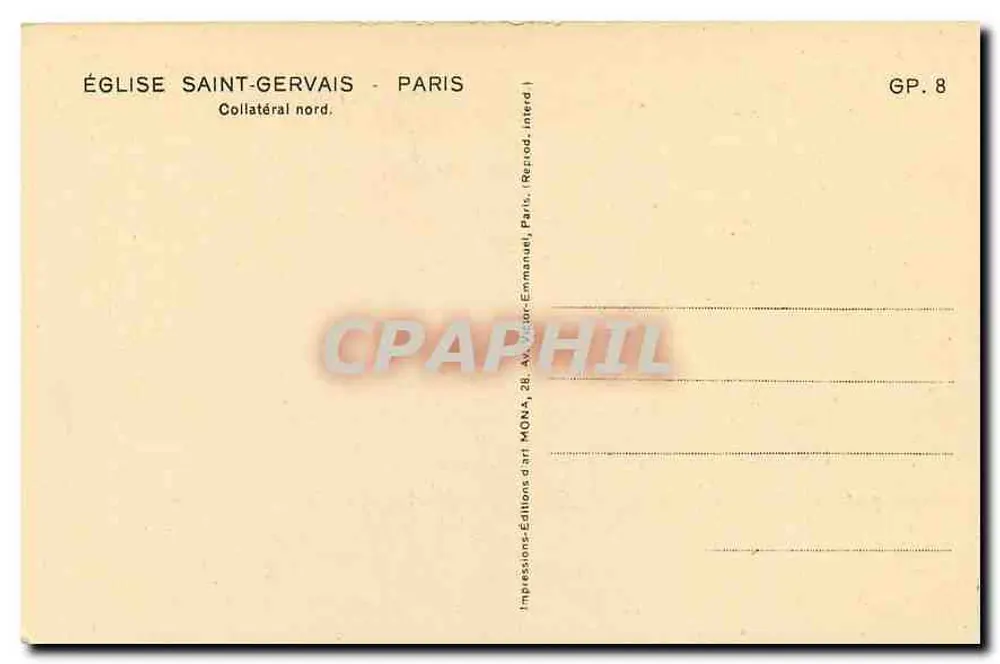Église Saint-Gervais - Paris — Collatéral nord — Éditions Victor-Emmanuel, Paris - Verso