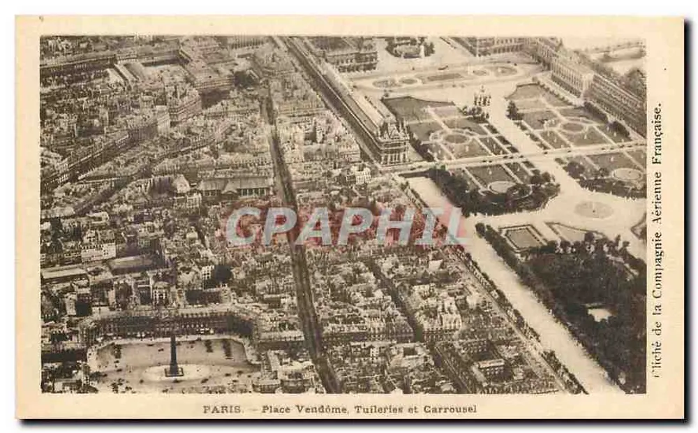 Paris — Place Vendôme, Tuileries et Carrousel — cliché de la Compagnie Aérienne Française - Recto