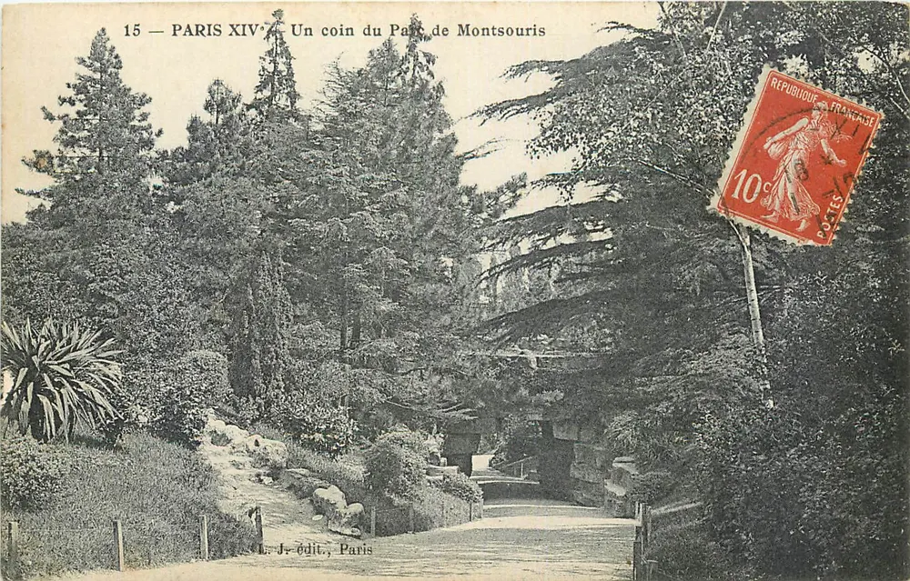 Paris XIV — Ein Eckbereich des Parks Montsouris — Verlag L. J., Paris - Vorderseite