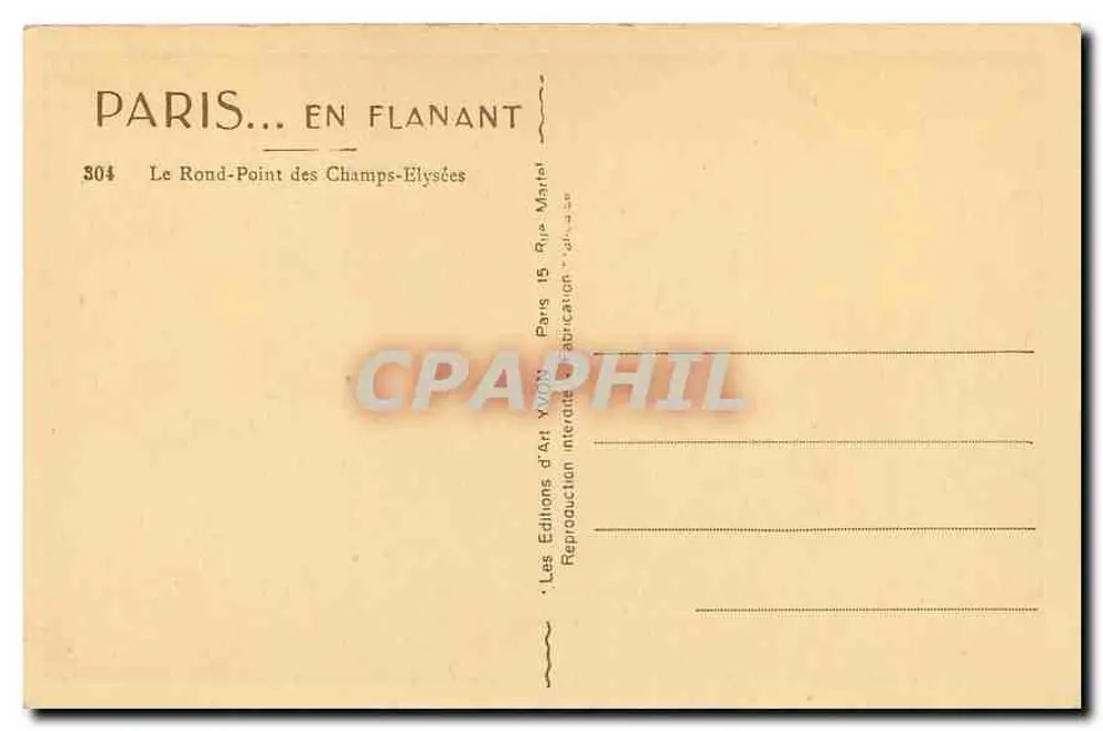 Le Rond-Point des Champs-Élysées — Paris — Éditions d'Art Yvon - Verso