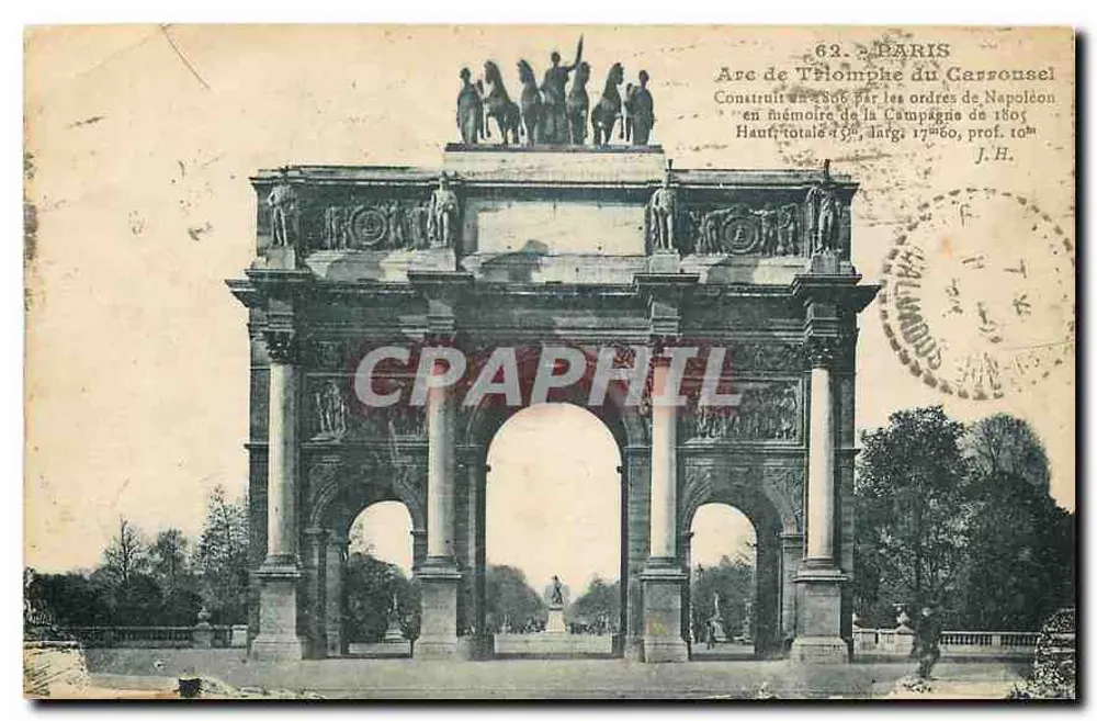 Arco do Triunfo do Carrousel — Paris — editor L. Roisson, n°62 - Frente