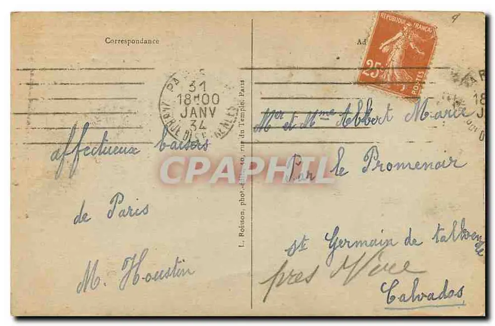 Arco do Triunfo do Carrousel — Paris — editor L. Roisson, n°62 - Verso