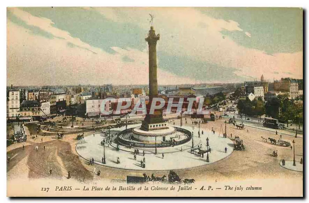Paris — La Place de la Bastille und die Säule von Juli — A.P. - Vorderseite