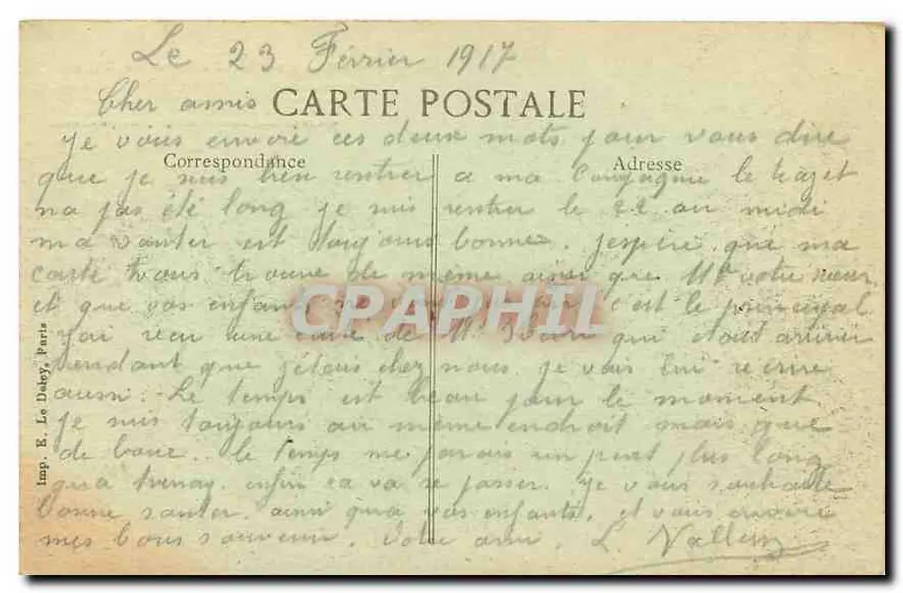 Paris — Pont d'Arcole et l'Hôtel de Ville — Éditeur : Imp. B. Le Daboy, Paris, n° 4162 - Verso