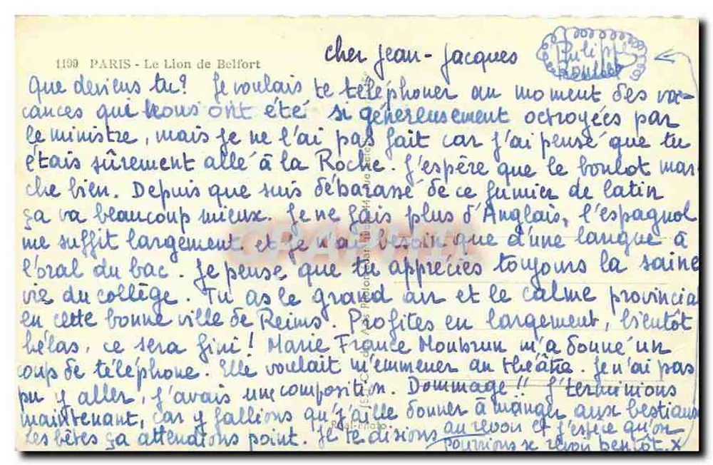 Paris - O Leão de Belfort — editor Cap, n° 1139 - Verso