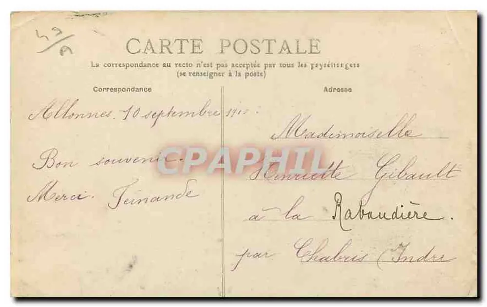 Saumur (M.-et-L.) - Hôtel de Ville — éditeur De Pankier, n°15 - Verso