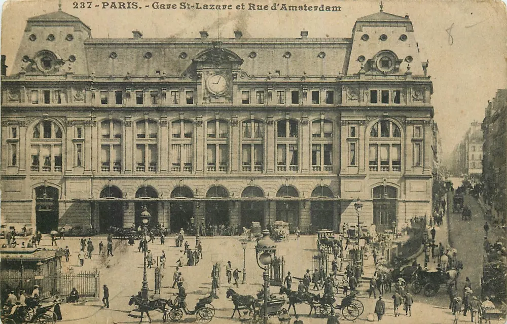 Paris - Gare St-Lazare et Rue d'Amsterdam — éditeur anonyme, n° de série 237 - Recto
