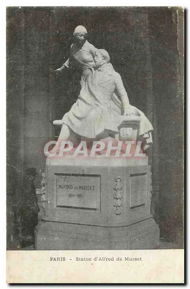PARIS - Estátua de Alfred de Musset — editor desconhecido, número de série não visível - Frente