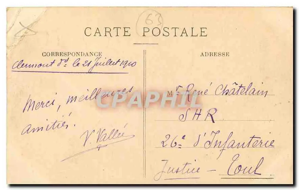 Clermont-Ferrand — Vue de Jaude, prise de l'Hôtel des Postes - Verso