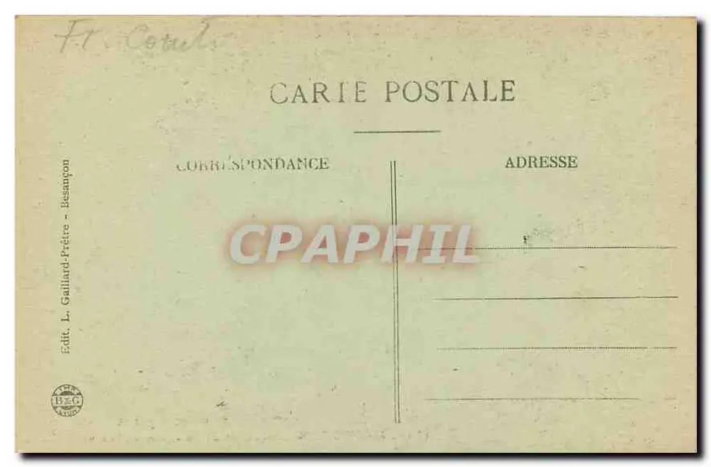 Rapides da Loue após sua Fonte — MOUTHIER — Excursão na Franche-Comté — n°1149 - Verso