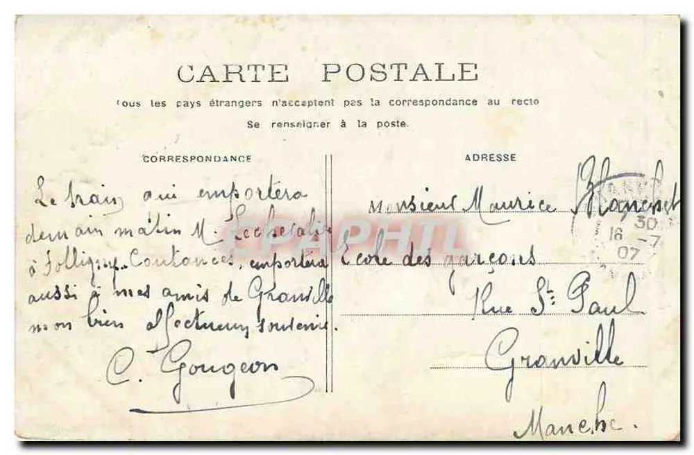 Paris — Estátua da República — Editor não identificado, número de série não visível - Verso