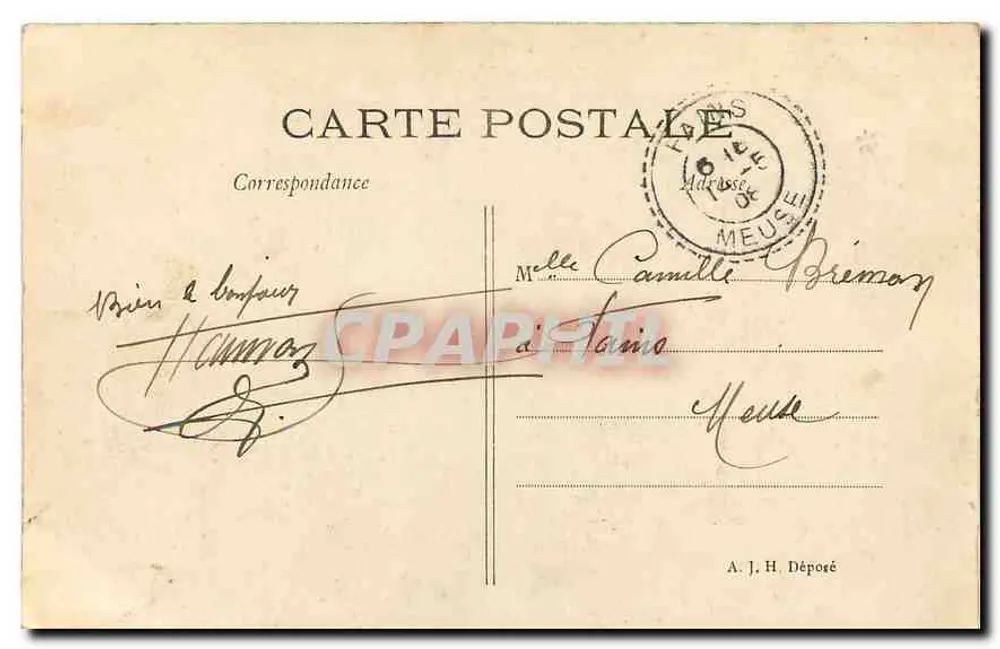 Paris - Basilika des Heiligen Herzens von Montmartre — Ansicht des fertiggestellten Denkmals — A. J. H. Einlieferung - Rückseite