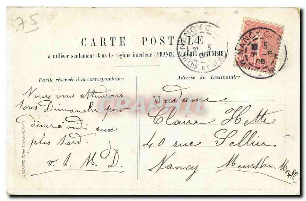 Paris — Arco da Triunfo da Estrela — editor LAGIFFE, n°4 - Verso