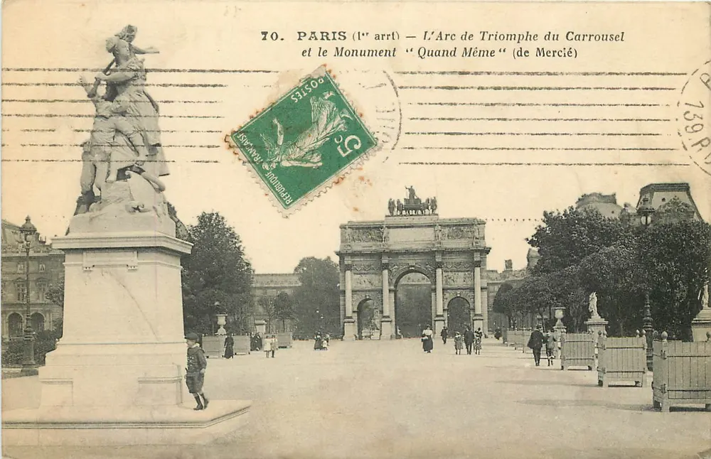 Paris (1er arrt) — L'Arc de Triomphe du Carrousel et le Monument 'Quand Même' (de Mercié) - Recto