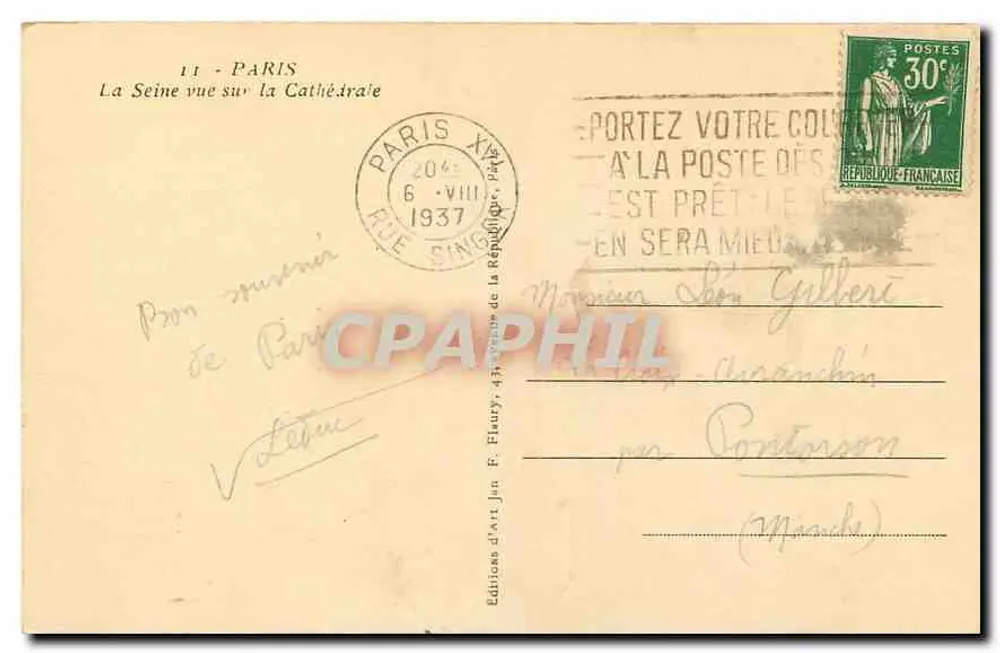 Notre-Dame de Paris — vue de la Seine — Éditions d'Art Jan, n°11 - Verso