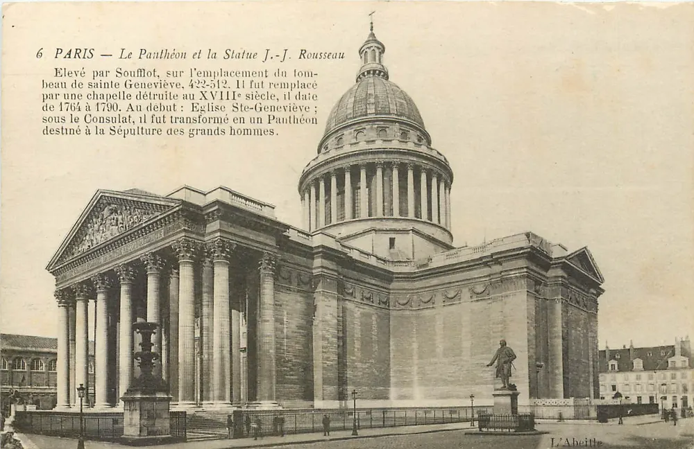Paris — Le Panthéon et la Statue J.-J. Rousseau — L'Abeille - Recto