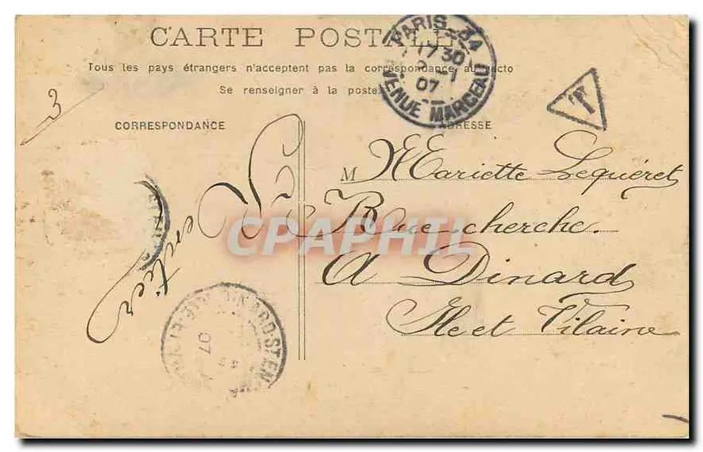 Paris - A Santa Capela — vista do edifício com carruagem e pedestres — editor Schifffre, número de série não visível - Verso