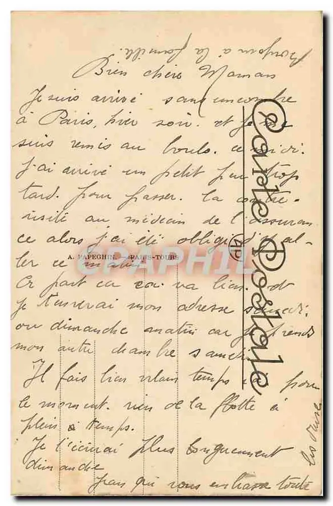 Paris — A Conciergerie — A. P. n°226 - Verso