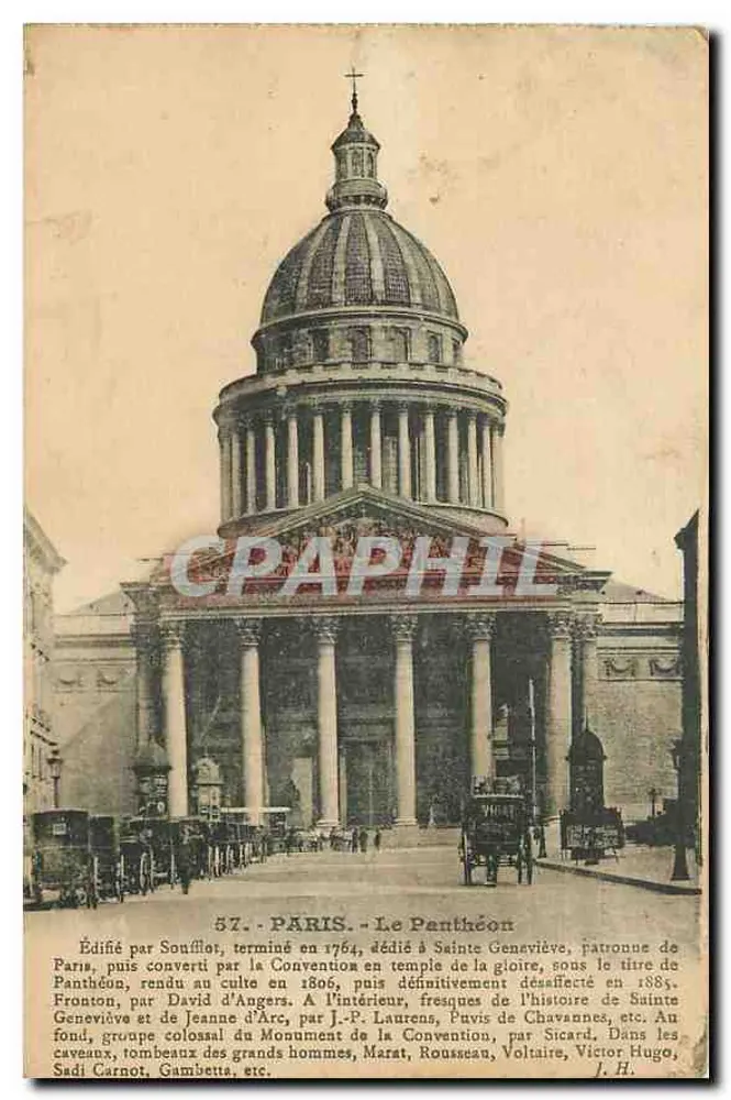 Paris - O Panteão — construído por Soufflot, terminado em 1764, construído em Sainte Geneviève, padroeira de Paris - Frente