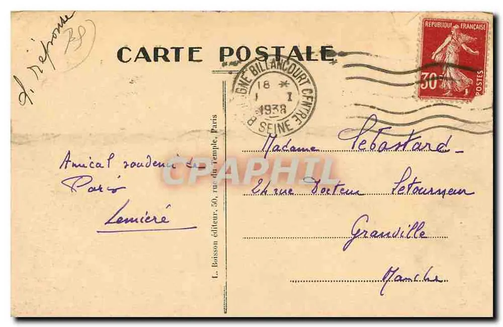 Dôme dos Invalides — Paris — L. Baïsson editor, n° 97 - Verso