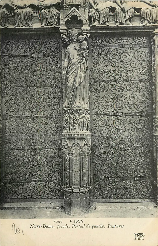Notre-Dame, façade, Portail de gauche, Pentures — Paris — Pentures Phot. - Recto