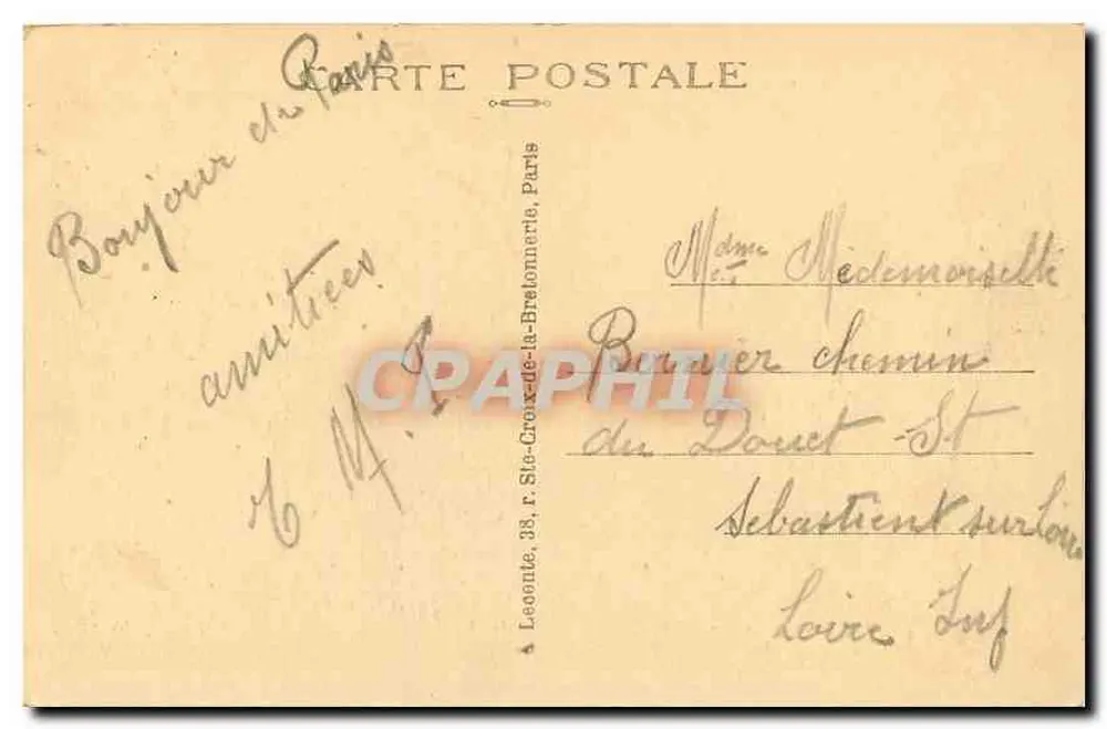 Paris — Jardim das Tuileries — editor não visível, n° 74 - Verso