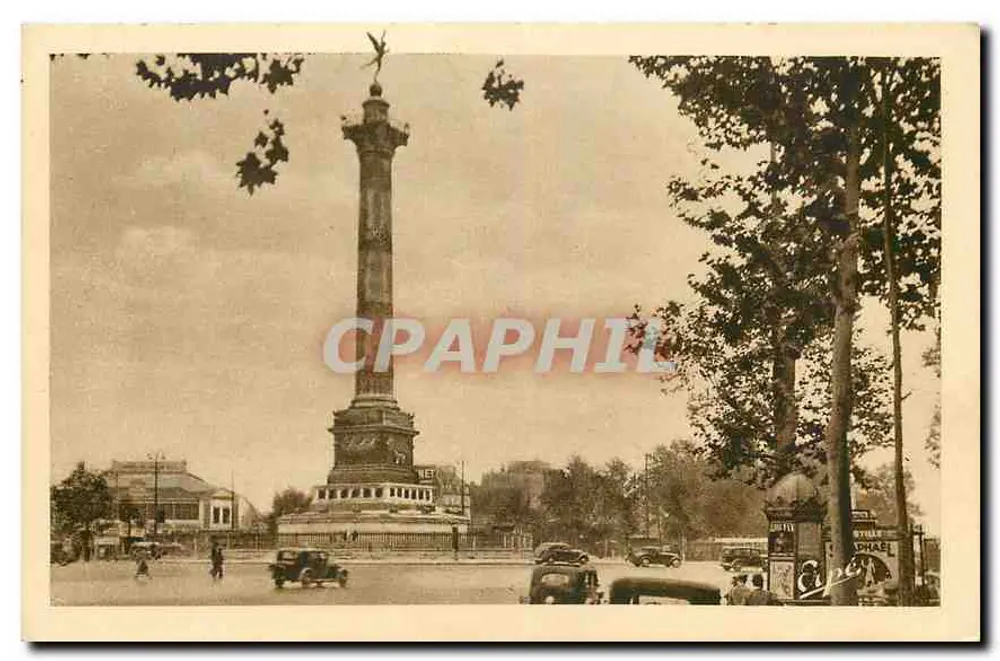 Place de la Bastille — Monument da Revolução — Editor Dupuytren, Paris - Frente