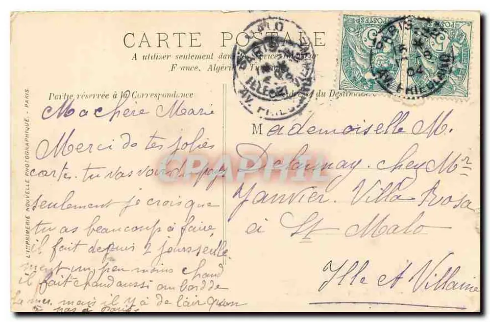 PARIS — Les Champs-Élysées — L'Imprimerie Nouvelle Photographique, n° 595 - Verso